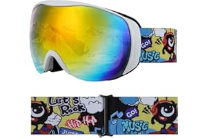 YOOXARMOR Maschera da Sci Bambino,Occhiali da Snowboard con Doppie Lenti per Bambini di età Compresa tra 6-14 Anni,OTG Anti 100% UV 400 Anti Nebbia per Ragazzi Ragazze per Sci Snowboard Sport Invernali