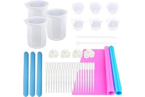 Yayatty 46 Pz Misurini in Silicone in Resina, 3 Stile Misurino in Silicone, Tazze di Miscelazione, Tappetino in Silicone per Resina, Bastoncini in Silicone per Resina Epossidica