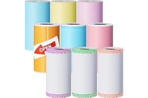 ZONON 9 Rollen Thermodrucker Papier Mini Druckerpapier Rolle Selbstklebend Bedruckbar Aufkleber Kompatibel mit P1 PeriPage A6 Serie Drucker Tragbare Thermodrucker (Klassische Farbe)