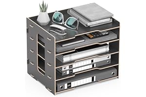 ‎LESFIT Lesfit Dokumentenablage Holz, Ablage Schreibtisch, Schwarz