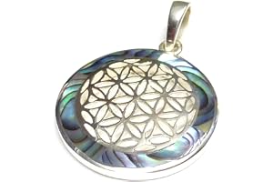 Silberschmuck - BG Livets blomma hänge med abalone snäckskal, 925 sterlingsilver, Ø 2,5 cm, smycke för kvinnor med presentask