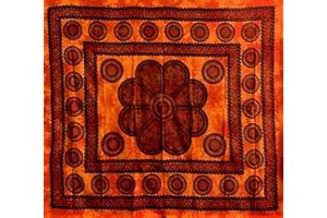 Seamar Telo Arredo Copritutto Grande Poseidon 220x240cm 100% Cotone Copri divano Gran foulard Batik Indiano (Arancione)