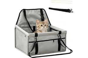 Bilhundsäte, transportin medelstor bilhund 40 x 32 x 21 cm, hundbilsäte för hundar och katter, lätt att rengöra hundbilstol, justerbar hundbilstol, grå, 1 st