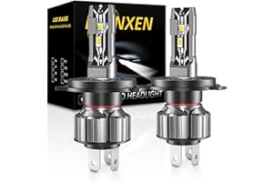 LTONXEN Ampoules H4 LED, 6000K Blanc Phares pour DC 12V Voiture Hi/Lo 360° Faisceau Réglable Lampes Remplace Kit, 2 Pièces