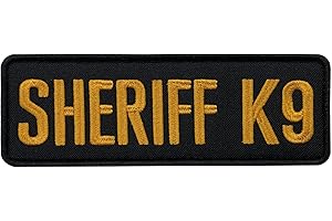 UuKen - Toppa ricamata a forma di vice sceriffo K9, 15,2 x 5,1 cm, con chiusura a gancio, per giubbotti tattici, giubbotti, giacche (oro giallo, medio 15,2 x 5,1 cm)