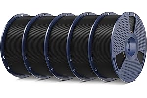 SUNLU 5kg PLA+ Filament 1.75mm, PLA Plus 3D Printer Filament, Dimensional Accuracy +/- 0.03mm, 1KG Spool, total 5kg, Black