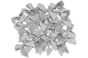 JKDHJK 48 Stück 5 Cm / 1,97" Regenbogenband Mini Schleife Dekoration Diy Handwerk Für Valentinstag Geschenkverpackung Hochzeit Autobänder Weihnachtskarten (silbergrau)