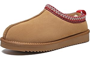 Meik Mangni Chaussons Hommes Femmes Véritable Suède Pantoufles Chaud Confortable Mules Hiver Chaussons en Peluche Antidérapantes Slippers Intérieur extérieur 35-44 EU