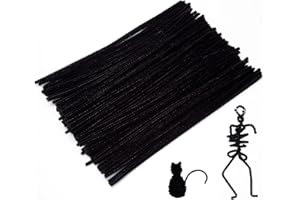 Caydo 100 Piezas de Limpiapipas Negros Flexibles, Tallos de Chenilla para Manualidades Creativas de Bricolaje y Decoraciones (6 mm x 30CM)