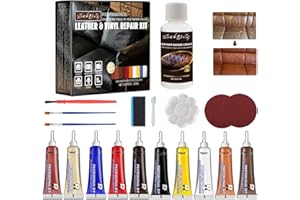 StinkBlitz Crema di Riparazione, Kit Riparazione Pelle, Kit Riparazione Pelle 10 Colori, Kit di Riparazione in Pelle e Vinile per Divani, Nero Riparazione Pelle Stucco per Ripara Pelle Divano per