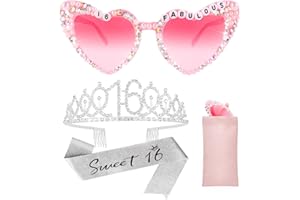 Bingtoo Geburtstagssonnenbrille, Krone und Schärpe für Frauen, Krone Geburtstag Erwachsene, Geburtstag Deko