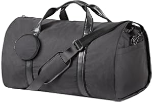 Syeeiex Cabrio Reise Kleidersack, Unisex Foldy Bag 2-in-1, Faltbare Reisetasche mit Kleidersack, Carry On Kleidertaschen Anzugtasche Münzgeldbeutel & Schulterriemen, Wasserdichter Kleidersack-Schwarz