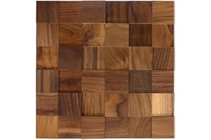 wodewa Paneles de Madera Autoadhesivo Para Pared Nogal 30 x 30cm Mosaico Revestimiento de Paredes 3D Panel Decorativo Madera Interior Sala de Estar Cocina Dormitorio Mural
