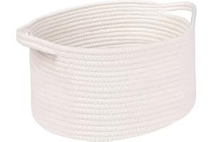 OUTBROS Aufbewahrungskorb, Korb Baumwollseil Gewebt, Flechtkorb, Dekorativer Aufbewahrungsbox, Geflochten, Stapelbare Mehrzweck-Organisations Behälter, 30 x 20 x 16 cm, Weiß