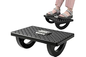 AMERTEER Ergonomic Foot Rest with Massage Rollers, Adjustable Height Non-Slip Foot Stool for Desk, Office & Home Use, Premium Portable Footrest for Posture Improvement & Comfort (Black)