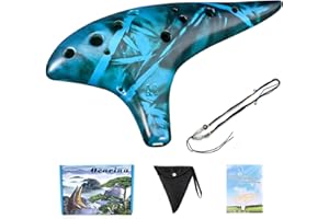 LIEKE Ocarina Ocarina 12 trous Alto C paille en céramique fumée, instrument de musique, cadeau pour adultes avec sac tour de cou pour livre de chansons