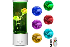 Gmypic Lampe Méduse Lumineuse Aquarium avec 17 Couleurs 4 Modes et Télécommande, Jellyfish Lamp Lampe a Lave pour Enfants et Adultes, Cadeau Noël Anniversaire et Décoration, Alimentée par Piles/USB