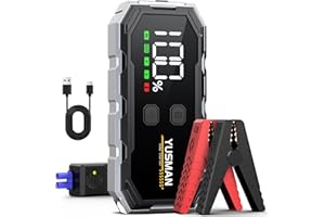 YUSMAN Starthilfe Powerbank für PKW | 6000A 12V Autobatterie Booster für 8L Benzin oder 6L Diesel mit LCD-Display & 4 LED-Leuchtmodi – Ideal für SUV, Motorräder, Rasenmäher