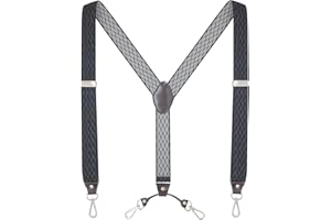 Ausukler Bretelle da uomo extra forti 3,5 cm di larghezza con gancio girevole Heavy Duty Men Braces nero