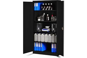 Jan Nowak Armadio da Ufficio C001H XL Archivio per Officina in Metallo Verniciato a polvere Chiudibile 195 cm x 90 cm x 40 cm (Nero)