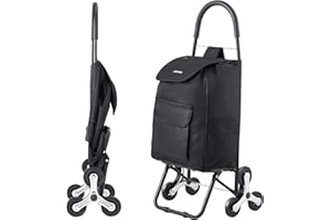 VEVOR Carrello Saliscale, Carrello Spesa Pieghevole da 36L, Carrello Spesa Carrello Lavanderia Carrello Saliscale con 6 Ruote e Borsa in Tessuto Oxford, Carrello Pieghevole per Spesa Lavanderia, Nero