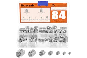 Rustark 84 Pcs 304 Stainless Steel Metric M3 M4 M5 M6 M8 M10 M12 Wire Thread Inserts Steel Sheath Helicoil Type Screw Repair Sleeve Assortment Kit