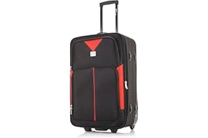 ATX LUGGAGE EST. 1991 ATX Luggage 29" Large Suitcase Expandable Hold Check in Durable Lightweight with 2 Wheels and Built-in 3 Digit Combination Lock (Black/Red, 120Liters)