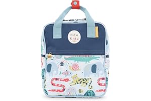 Just bee kids Backpack | Lightweight, Spacious, Padded | Bottle Storage | Sturdy Wipe-Clean Polyester | Adjustable Straps | Retro Print | Children & Toddler Bag for Nursery, School, Travel
