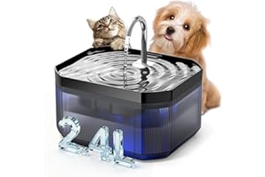 INVENGO Fontaine à Eau pour Chats et Chiens 2,4L, Super Silencieuse, Filtration à 5 Étapes, Facile à Nettoyer, Distributeur d’Eau avec LED, Convient à Plusieurs Animaux de Compagnie