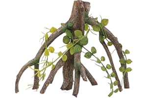 AQUA KT Reptile Corner Climbing Branch with Plant Snake Climb Tree for Bearded Dragon Lizard Hermit Crab Crested Gecko Leopard Chameleon Frog Terrarium Habitat