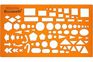 BOCIANELLI Trace Gabarit Cercle Carré Rectangle Flèche Ellipse Triangle Hexagone Pentagone Symboles Dessin Technique Industriel Traçage Illustration