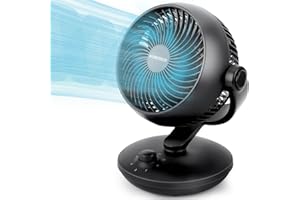 WOWDSGN Ventilator Leise, Tischventilator 24dB, Leistungsstarker 3D Turbo-Luftzirkulator - 100° & 80° Oszillation - 3 Geschwindigkeitsstufen für Schlafzimmer Wohnzimmer Büro Küchen - Schwarz