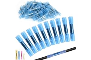 Mbsomnus 50 Piezas Empalmes Cables Electricos 16-14 AWG Conectores Electricos Azul Conectores a Tope Seal Calor Shrink Terminales Eléctricos para Cables 1.5-2.5mm²