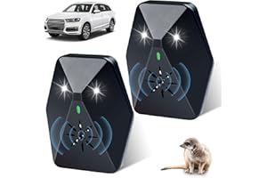 WINWJ 2 Stück Marderschreck Auto mit Multifrequenz-Ultraschall und Blitzlicht Effiziente Langzeit Marderabwehr Marderschreck Auto Batteriebetrieben, Marderschutz für Auto Intelligente Start-Stopp Funktion