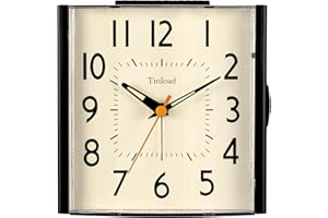 TINLOAD 11,9 cm großer analoger Vintage-Retro-Wecker, super leise, nicht tickende Uhr mit manuellem Licht, Schlummerfunktion, batteriebetrieben, einfaches Design, für Wohnzimmer, Schlafzimmer, Nachttisch