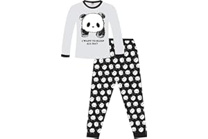 THE PYJAMAFACTORY Pigiama lungo in cotone con panda per bambine che vogliono dormire tutto il giorno