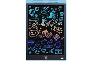 Lolileo Tavoletta da Disegno LCD da 12 Pollici per Bambini,Blocco da Disegno Blu per Bambini,Tavoletta da Scrittura Colorata con Linee Luminose per Bambini,Tablet da Scrittura LCD con Pulsante di