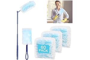 ‎HYWEAN HSAFE 60 Stück Staubmagnet Nachfüllpack Duster Mit Einweg Staubwedel Mit 2 Handgriff Staubfänger Staubwedel, teleskopstange, für Tierhaare Staub Schmutz