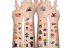 AWINMAY Halloween Tattoos Kinder - 360 Stücke Halloween Süßes oder Saures Temporäre Tattoo für Jungen Mädchen,Feiertage Preise Verschiedene Goodies Party Gefälligkeit für Kinder Goody Bag Stuffers 20 Blätter
