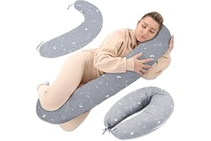 Totsy Baby Cojin Lactancia y Embarazo 190cm – Almohada para Dormir de Lado Descanso y relajación Ideal para futuras mamás Forma en C Oeko-Tex