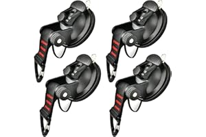 MIUCOGUIER Suction Cup Camping Set - 4 Pieces Suction Cup Hooks Extra Strong Suction Hooks Multifunctional Suction Cups Camping for Car, Awnings, Motorhome, Workshop