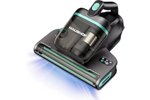 HAUSHOF Aspiratore per Materassi con 275 nm Luce UV-C, Battimaterasso Antiacaro con 60 ℃ Aria Calda, HEPA Filtro, Aromaterapia, 400 W Motore, Doppio Contenitore, Aspiratore Portatile per Letto, Divano