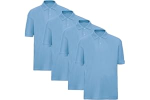 STREETWISE CLOTHING QUALITY CASUAL WEAR Pack of 4 Kids School Polo Shirts - Boys and Girls Short Sleeve 100% Cotton Plain Polo Neck T Shirt Ideal for PE and School Uniform