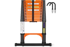 LOUAK&HIRON Echelle Telescopique Extensible de 4,4m Échelle Télescopique avec Barre Stabilisatrice et Crochets Amovibles Escabeau Telescopique Portable Convient aux réparations à Domicile Charge 150 KG