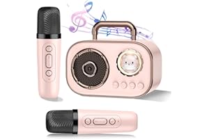 Exsivemy Kids Karaoke Machine with 2 Microphones For Girls, Portable Bluetooth Speaker Karaoke Toys for Kids Age 5-16,Gifts for 5 6 7 8 10 11 12 13 14 Years old Girls, Pink