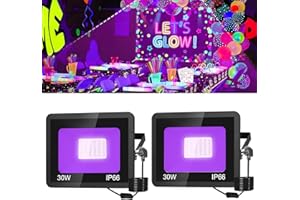CORESLUX 30W UV Black Lights, UV Lights Ultraviolet Floodlights with Plug, IP65 Waterproof Blacklight for Glow Party, Stage Lighting, Body Paint, Aquarium,Disco,Halloween,Christmas.