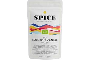 ‎SPICE 345 WORLD'S FINEST SELECTION SPICE BIO Bourbon Vanillepulver, 15g, Bio Bourbon Vanilleschoten gemahlen aus kontrolliert-biologischem Anbau Madagaskar, echte gemahlene Bourbon Vanille, Vanilla Powder