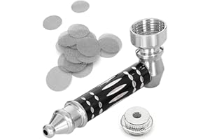 DONJIM Mini Pipa de Tabaco para Fumar en Negro, Pipa para Fumar Tabaco Desmontable con 20 Filtros de Pantalla de Acero Inoxidable, Portátil Pipa de Bolsillo Como Regalo para Padre Abuelo