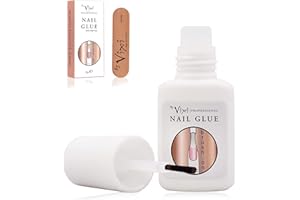 8g By Vixi COLLA PER UNGHIE ULTRA FORTE con PENNELLO e GRATUITA LIMA PER PREPARAZIONE Adesivo trasparente, istantaneo e asciutto, qualità professionale da salone di bellezza