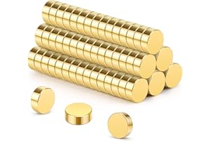 Wukong 5x2mm Aimant Néodyme Doré, Paquet de 100 Pièces Aimants Puissants pour Réfrigérateur, Tableau Blanc, Ecole, Bureau, Petits Aimants Ronds pour Bricolage Photos, Notes